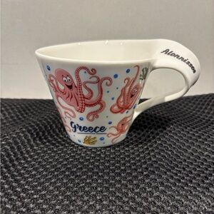 Alonnisos Greece Octopus Mug - Unique Wavy Handle Coffee Tea Cup